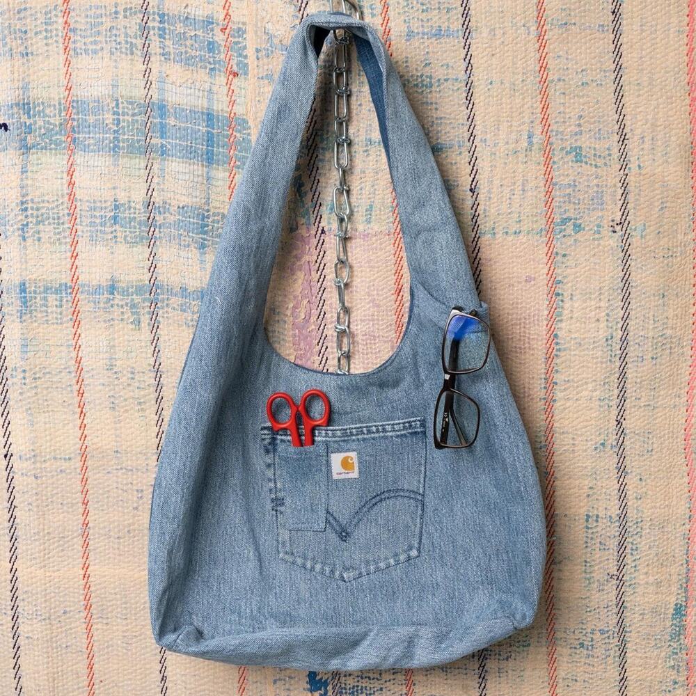 Custom upcycled carhartt hobo bag